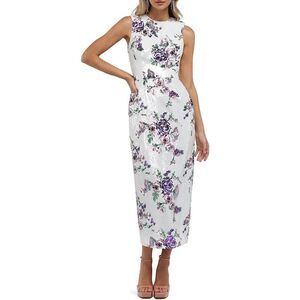 Floral Sleeveless White Dress